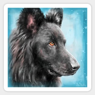 Painting of a Gorgeous Blue German Shepherd Looking to the Right Sticker